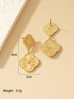 1 Pair Ig Style Retro Four Leaf Clover Plating Alloy Drop Earrings main image 10