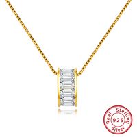 Einfacher Stil Geometrisch Sterling Silber Überzug Zirkon 14 Karat Vergoldet Halskette Mit Anhänger main image 2