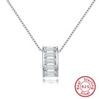 Simple Style Geometric Sterling Silver Plating Zircon 14k Gold Plated Pendant Necklace sku image 2