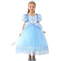 Princess Geometric Solid Color Polyester Girls Dresses main image 2