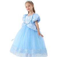 Princess Geometric Solid Color Polyester Girls Dresses main image 1