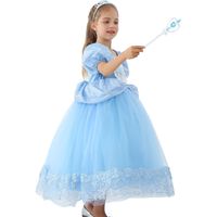 Princess Geometric Solid Color Polyester Girls Dresses main image 5