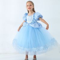Princess Geometric Solid Color Polyester Girls Dresses main image 4