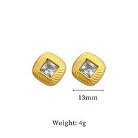 1 Piece Simple Style Classic Style Square Plating Inlay Titanium Steel Artificial Gemstones Ear Studs main image 2