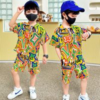 Casual Vacation Simple Style Letter 3d Print Polyester Boys Clothing Sets main image 6