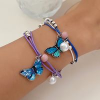 Cute Butterfly Arylic Synthetics Alloy Beaded Rhinestones Pearl Beads 18k Gold Plated Gold Plated Silver Plated Women's Bracelets main image 7