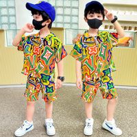 Casual Vacation Simple Style Letter 3d Print Polyester Boys Clothing Sets main image 7