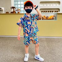 Casual Vacation Simple Style Letter 3d Print Polyester Boys Clothing Sets main image 4