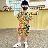 Casual Vacation Simple Style Letter 3d Print Polyester Boys Clothing Sets main image 2