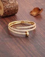 Luxurious Modern Style Shiny Solid Color Copper Plating Inlay Zircon 18k Gold Plated Bangle main image 3