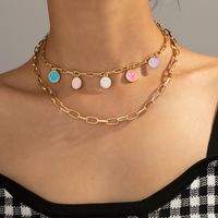 Casual Elegant Cute Smiley Face Alloy Layered Enamel Plating Women's Layered Necklaces main image 1