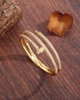 Luxurious Modern Style Shiny Solid Color Copper Plating Inlay Zircon 18k Gold Plated Bangle main image 1