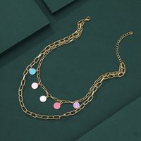 Casual Elegant Cute Smiley Face Alloy Layered Enamel Plating Women's Layered Necklaces main image 4