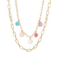 Casual Elegant Cute Smiley Face Alloy Layered Enamel Plating Women's Layered Necklaces main image 3