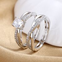 Ig Style Round Copper Inlay Zircon Rings main image 1