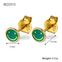 1 Pair Lady Shiny Smiley Face Plating Sterling Silver 18k Gold Plated Ear Studs sku image 6