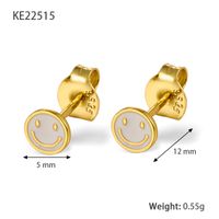 1 Pair Lady Shiny Smiley Face Plating Sterling Silver 18k Gold Plated Ear Studs sku image 1