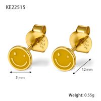 1 Pair Lady Shiny Smiley Face Plating Sterling Silver 18k Gold Plated Ear Studs sku image 5