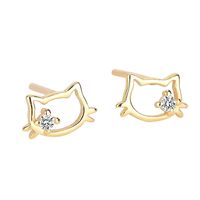 1 Pair Cartoon Style Animal Inlay Sterling Silver Artificial Diamond Ear Studs sku image 1