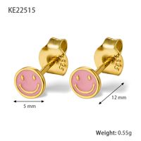 1 Pair Lady Shiny Smiley Face Plating Sterling Silver 18k Gold Plated Ear Studs sku image 4