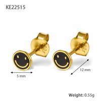 1 Pair Lady Shiny Smiley Face Plating Sterling Silver 18k Gold Plated Ear Studs sku image 2