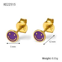 1 Pair Lady Shiny Smiley Face Plating Sterling Silver 18k Gold Plated Ear Studs sku image 3