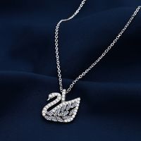 Simple Style Shiny Round Water Droplets Bow Knot Copper Plating Inlay Zircon Silver Plated Pendant Necklace Necklace Pendant main image 2