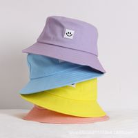 Unisex Cute Smiley Face Embroidery Wide Eaves Bucket Hat main image 3