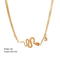 Edelstahl 304 18 Karat Vergoldet Einfacher Stil Überzug Schlange Künstliche Strasssteine Armbänder Ohrringe Halskette main image 3