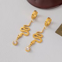 304 Stainless Steel 18K Gold Plated Simple Style Plating Snake Artificial Rhinestones Bracelets Earrings Necklace main image 2