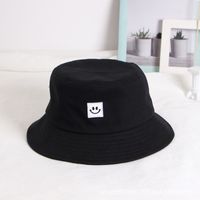 Unisex Cute Smiley Face Embroidery Wide Eaves Bucket Hat main image 2