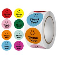 500 Pcs/roll Reward Encouragement Pattern Stickers Kindergarten Teacher Face Smiley Face Expression Round Happy Sealing Paste main image 1