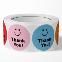 500 Pcs/roll Reward Encouragement Pattern Stickers Kindergarten Teacher Face Smiley Face Expression Round Happy Sealing Paste main image 2