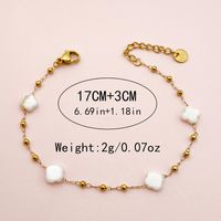 Sweet Simple Style Four Leaf Clover 304 Stainless Steel Shell 14K Gold Plated Beads Shell Bracelets In Bulk main image 4