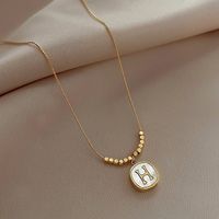 Simple Style Smiley Face Gold Plated Mother Pearl Shellfish Titanium Steel Wholesale Pendant Necklace sku image 2