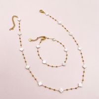 Sweet Simple Style Four Leaf Clover 304 Stainless Steel Shell 14K Gold Plated Beads Shell Bracelets In Bulk sku image 2