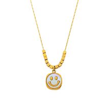 Simple Style Smiley Face Gold Plated Mother Pearl Shellfish Titanium Steel Wholesale Pendant Necklace main image 2