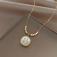 Simple Style Smiley Face Gold Plated Mother Pearl Shellfish Titanium Steel Wholesale Pendant Necklace main image 4