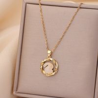 Casual Simple Style Rabbit Heart Shape Fish Tail Titanium Steel Plating Inlay Opal Pearl Zircon Pendant Necklace sku image 10
