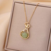 Casual Simple Style Rabbit Heart Shape Fish Tail Titanium Steel Plating Inlay Opal Pearl Zircon Pendant Necklace sku image 12