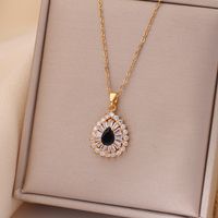 Casual Simple Style Rabbit Heart Shape Fish Tail Titanium Steel Plating Inlay Opal Pearl Zircon Pendant Necklace sku image 27