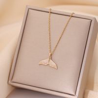 Casual Simple Style Rabbit Heart Shape Fish Tail Titanium Steel Plating Inlay Opal Pearl Zircon Pendant Necklace sku image 14