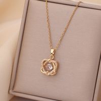 Casual Simple Style Rabbit Heart Shape Fish Tail Titanium Steel Plating Inlay Opal Pearl Zircon Pendant Necklace sku image 4