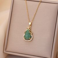 Casual Simple Style Rabbit Heart Shape Fish Tail Titanium Steel Plating Inlay Opal Pearl Zircon Pendant Necklace sku image 5