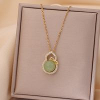 Casual Simple Style Rabbit Heart Shape Fish Tail Titanium Steel Plating Inlay Opal Pearl Zircon Pendant Necklace sku image 20
