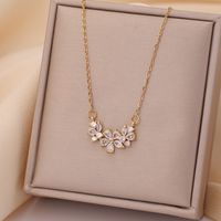 Casual Simple Style Rabbit Heart Shape Fish Tail Titanium Steel Plating Inlay Opal Pearl Zircon Pendant Necklace sku image 24