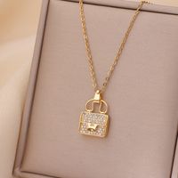 Casual Simple Style Rabbit Heart Shape Fish Tail Titanium Steel Plating Inlay Opal Pearl Zircon Pendant Necklace sku image 15