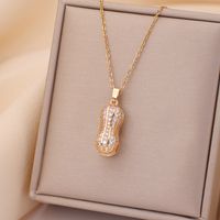 Casual Simple Style Rabbit Heart Shape Fish Tail Titanium Steel Plating Inlay Opal Pearl Zircon Pendant Necklace sku image 22