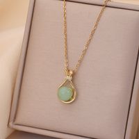 Casual Simple Style Rabbit Heart Shape Fish Tail Titanium Steel Plating Inlay Opal Pearl Zircon Pendant Necklace sku image 7