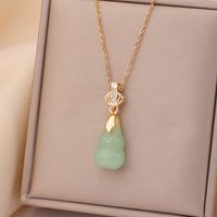 Casual Simple Style Rabbit Heart Shape Fish Tail Titanium Steel Plating Inlay Opal Pearl Zircon Pendant Necklace sku image 8